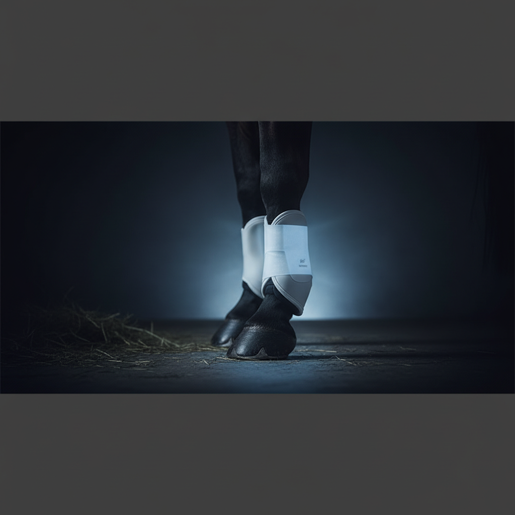 Horse hoof with PEMF therapy boot