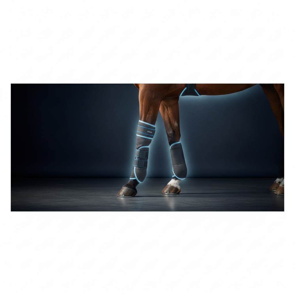 Horse leg with PEMF wrap on suspensory area