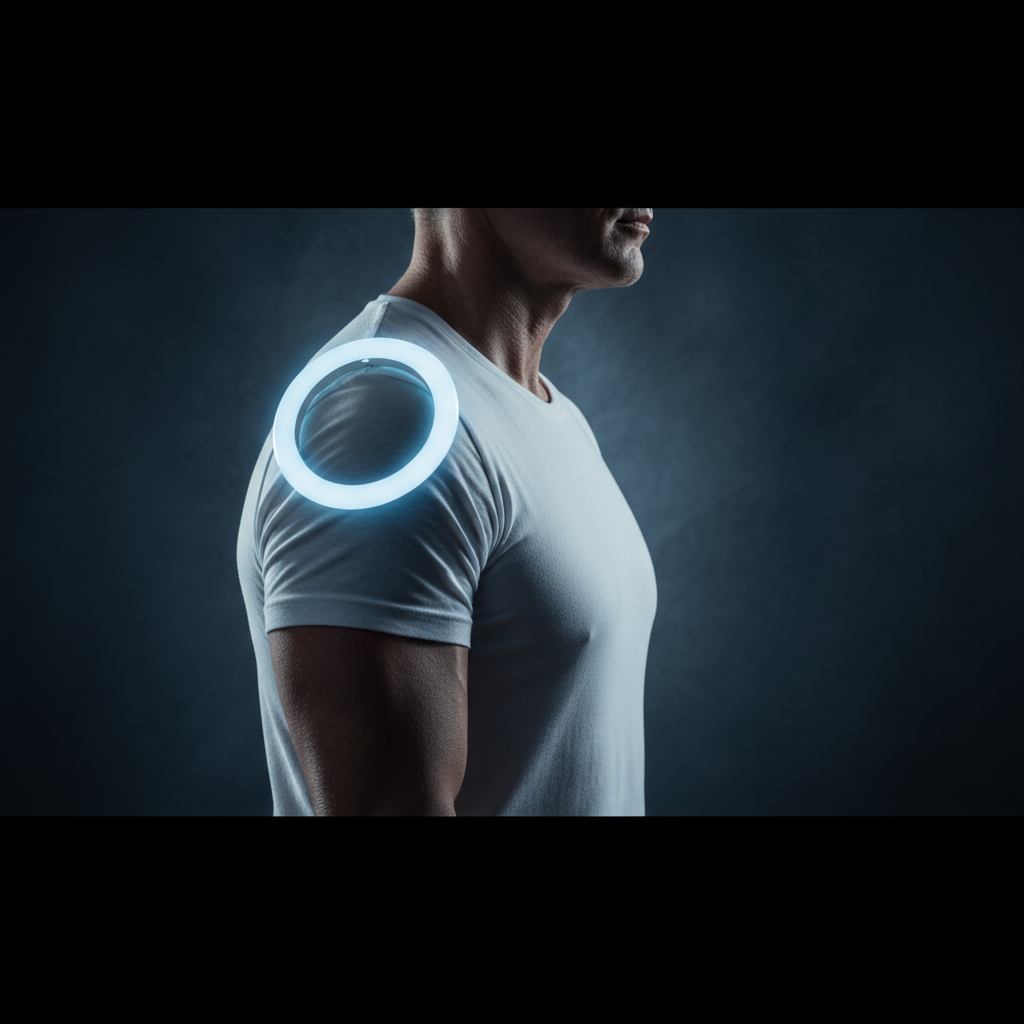 PEMF therapy ring around a shoulder rotator cuff area