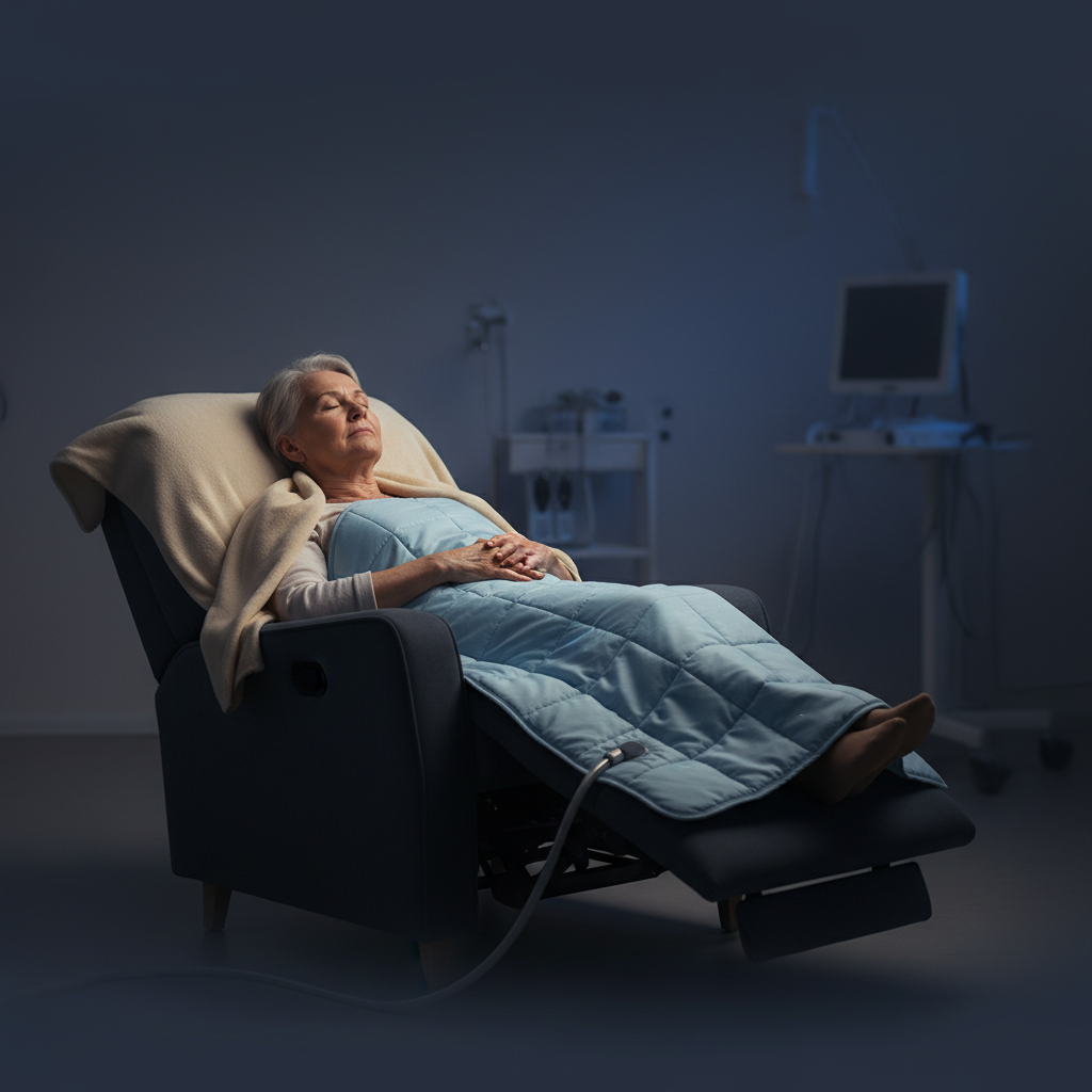 Stroke survivor resting with PEMF mat